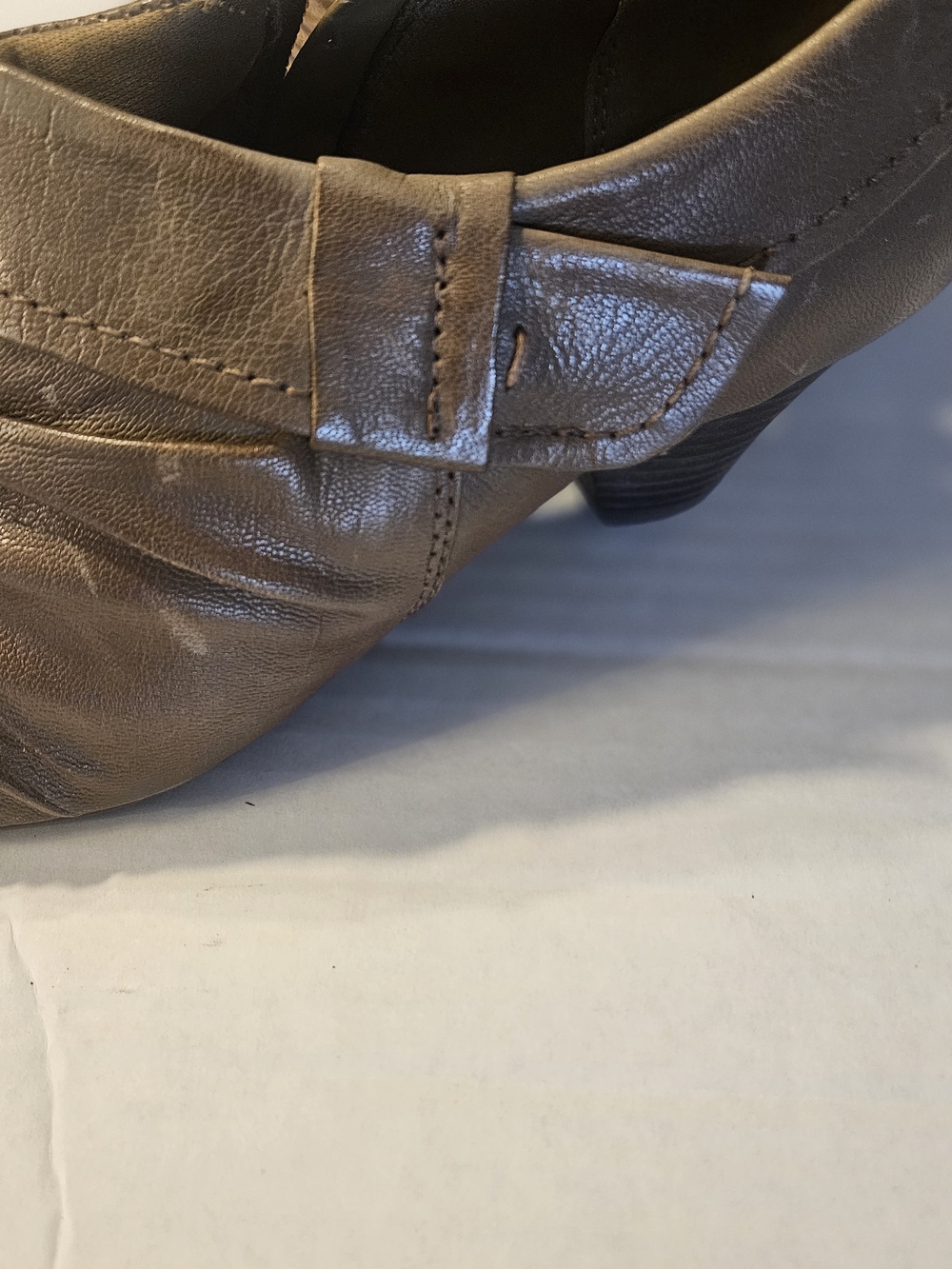 Pure Sole Women’s Brown Ruched Leather Ankle Heels - Picture 4 of 10